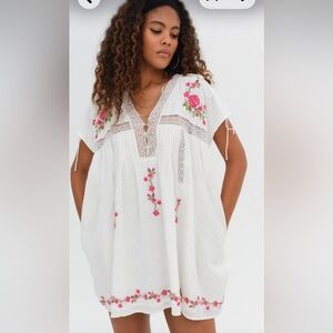 White Floral Embroidered Dress
